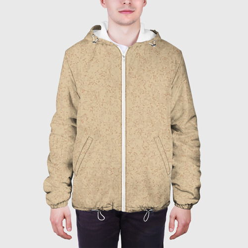 Мужская куртка 3D Текстура камень тёмно-бежевый, цвет 3D печать - фото 4