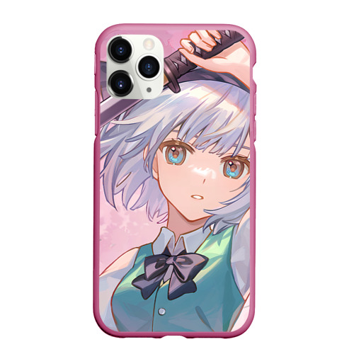 Чехол для iPhone 11 Pro Max матовый Touhou Project Youmu Konpaku мило, цвет малиновый