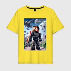Mass effect and Minecraft - collaboration – Мужская футболка хлопок Oversize с принтом купить со скидкой в -16%