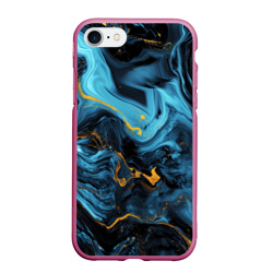 Синяя абстракция с золотым напылением – Чехол для iPhone 7/8 матовый с принтом купить