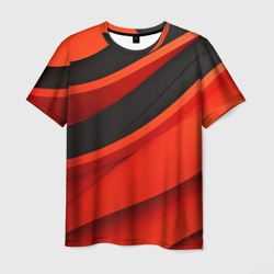 Красная абстракция и черные волны – Мужская футболка 3D с принтом купить со скидкой в -26%