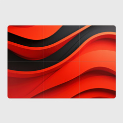 Красная абстракция и черные волны – Магнитный плакат 3Х2 с принтом купить