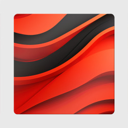 Красная абстракция и черные волны – Магнит виниловый Квадрат с принтом купить