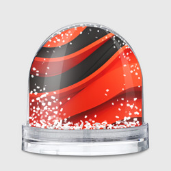 Красная абстракция и черные волны – Игрушка Снежный шар с принтом купить со скидкой в -20%