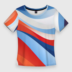 Геометрические волнистые абстрактные волны – Женская футболка 3D Slim с принтом купить