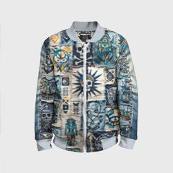 Детский бомбер 3D Пэчворк деним с пиратами