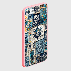 Чехол для iPhone 5/5S матовый Пэчворк деним с пиратами - фото 2