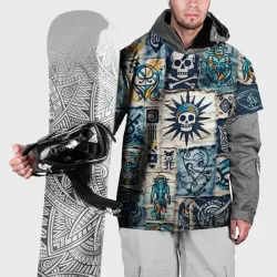 Накидка на куртку 3D Пэчворк деним с пиратами