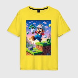 Марио и Майнкрафт - коллаба – Мужская футболка хлопок Oversize с принтом купить со скидкой в -16%