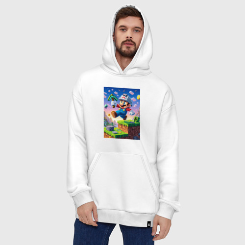Худи SuperOversize хлопок Марио и Майнкрафт - коллаба, цвет белый - фото 5