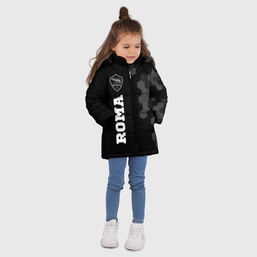 Зимняя куртка для девочек 3D с принтом Roma sport на темном фоне по-вертикали, вид сбоку #3