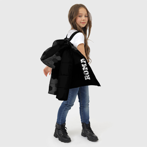 Зимняя куртка для девочек 3D с принтом Roma sport на темном фоне по-вертикали, фото #4