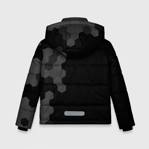 Зимняя куртка для мальчиков 3D с принтом Roma sport на темном фоне по-вертикали, вид сзади #1