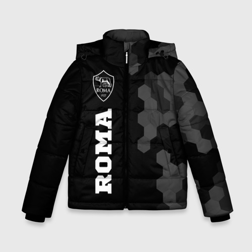 Зимняя куртка для мальчиков 3D с принтом Roma sport на темном фоне по-вертикали, вид спереди #2