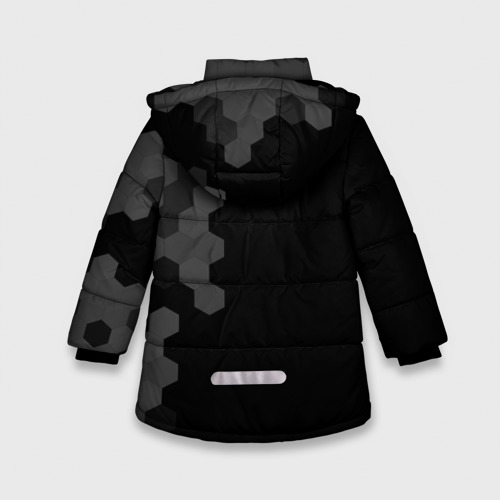 Зимняя куртка для девочек 3D с принтом Roma sport на темном фоне по-вертикали, вид сзади #1