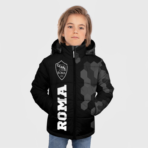 Зимняя куртка для мальчиков 3D с принтом Roma sport на темном фоне по-вертикали, фото на моделе #1