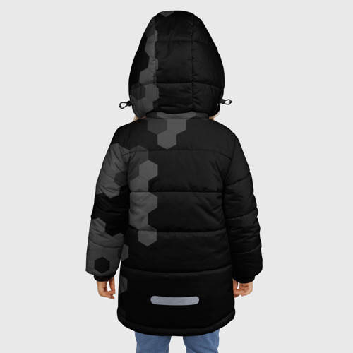Зимняя куртка для девочек 3D с принтом Roma sport на темном фоне по-вертикали, вид сзади #2