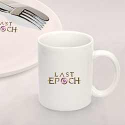 Набор: тарелка кружка с принтом Last Epoch logo для любого человека, вид спереди №2. Цвет основы: белый