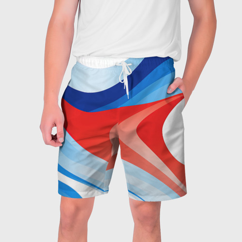 Мужские шорты с принтом Абстрактные геометрические плавные линии минимализм, вид спереди №1