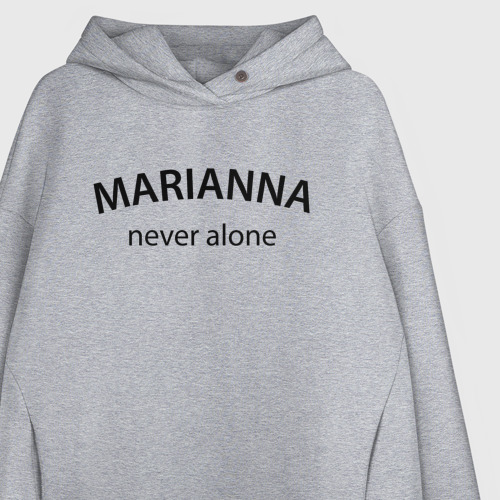 Женское худи Oversize хлопок Marianna never alone - motto, цвет меланж - фото 3