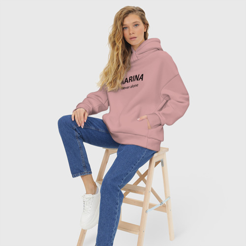 Женское худи Oversize хлопок Marina never alone - motto, цвет пыльно-розовый - фото 7