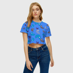 Женская футболка Crop-top 3D Кусака ПакМан паттерн - фото 2