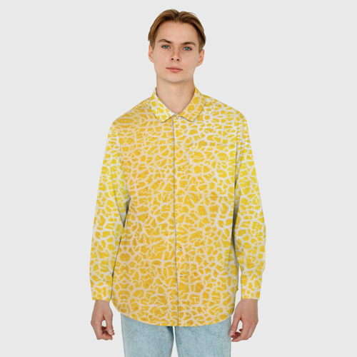 Мужская рубашка oversize 3D с принтом Дыня текстура, фото на моделе #1