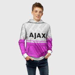 Толстовка с принтом Ajax pro football посередине для ребенка, вид на модели спереди №4. Цвет основы: белый