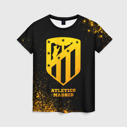 Женская футболка 3D Atletico Madrid - gold gradient, цвет 3D печать