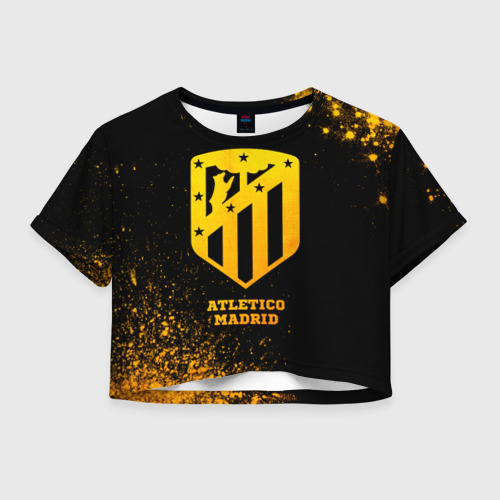 Женская футболка Crop-top 3D Atletico Madrid - gold gradient, цвет 3D печать
