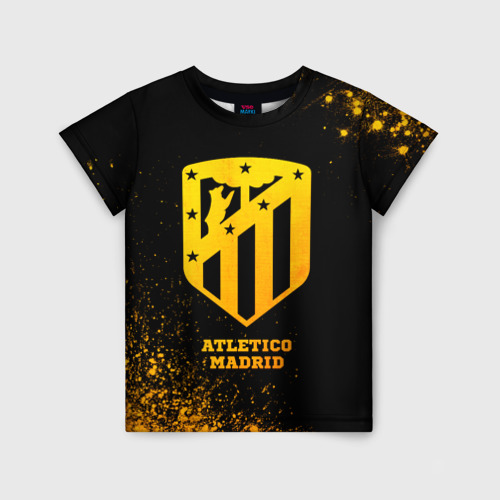 Детская футболка 3D Atletico Madrid - gold gradient, цвет 3D печать