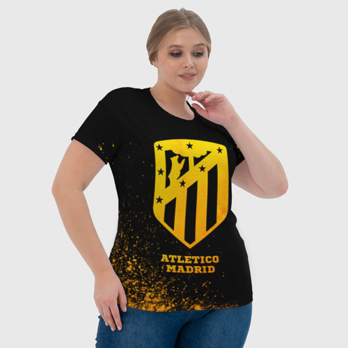 Женская футболка 3D Atletico Madrid - gold gradient, цвет 3D печать - фото 6