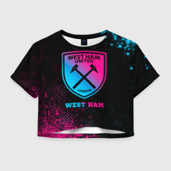 Женская футболка Crop-top 3D West Ham - neon gradient