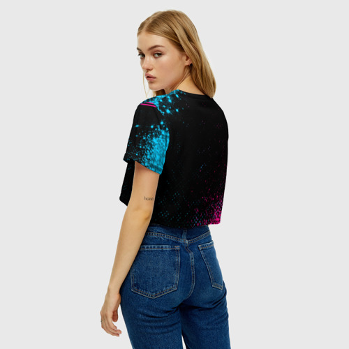 Женская футболка Crop-top 3D West Ham - neon gradient, цвет 3D печать - фото 5