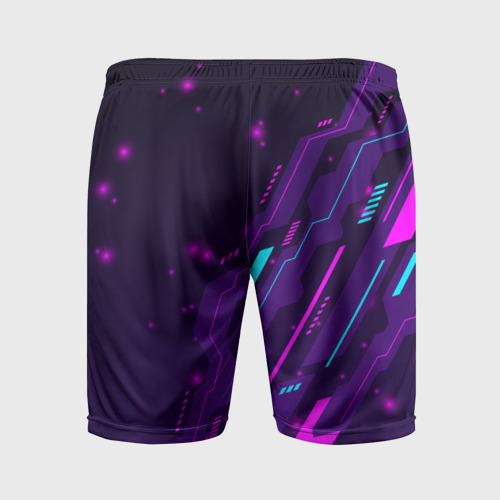 Мужские шорты спортивные Sally Face neon gaming, цвет 3D печать - фото 2