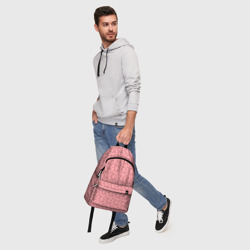 Рюкзак с принтом Розовый в цветочек для любого человека, вид спереди №5. Цвет основы: белый