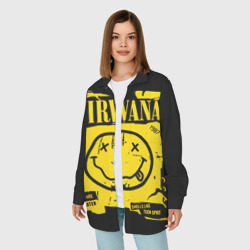 Женская рубашка oversize 3D Nirvana - смайлик - фото 2