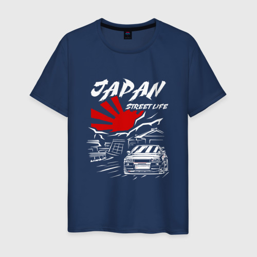 Мужская футболка из хлопка с принтом Jupan street life mitsubishi lancer, вид спереди №1