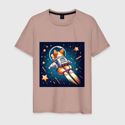 Реактивный корги в космосе – Мужская футболка хлопок с принтом купить со скидкой в -20%