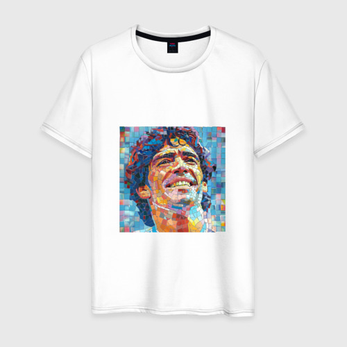 Мужская футболка из хлопка с принтом Легенда футболист диего марадона, вид спереди №1
