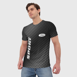 Мужская футболка 3D Ford sport carbon - фото 2