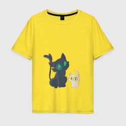 Мужская футболка хлопок Oversize Судзумэ закрывающая двери Дайдзин кот