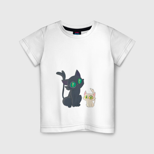 Детская футболка из хлопка с принтом Судзумэ закрывающая двери Дайдзин кот, вид спереди №1