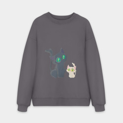 Мужской свитшот oversize без начеса хлопок Судзумэ закрывающая двери Дайдзин кот