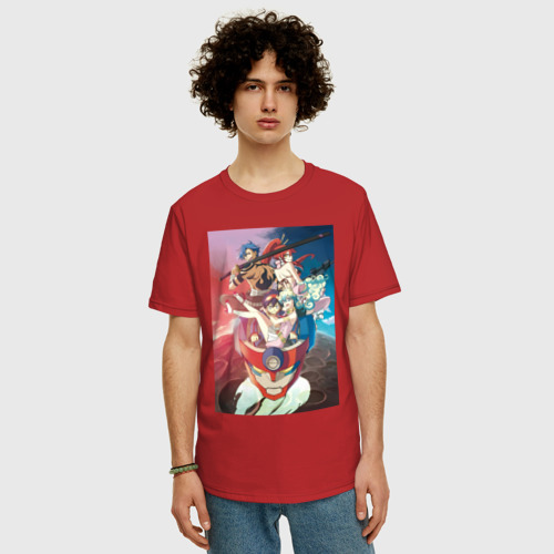 Мужская футболка хлопок Oversize Гуррен-Лаганн Ния Тэппелин, цвет красный - фото 3