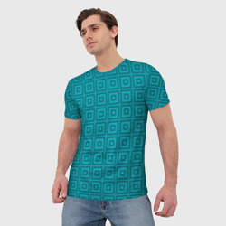 Мужская футболка 3D геометрический синий узор - фото 2