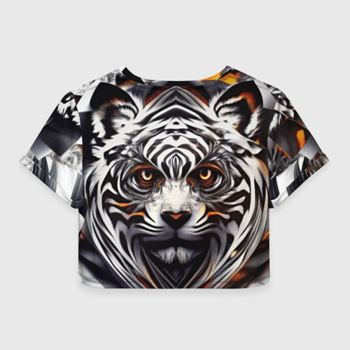 Женская футболка Crop-top 3D Абстракция: тигр, цвет 3D печать - фото 2
