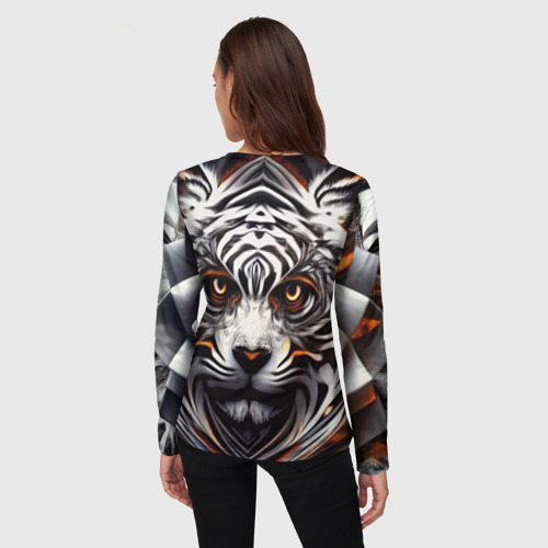 Женский лонгслив 3D Абстракция: тигр, цвет 3D печать - фото 4