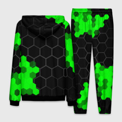 Костюм с принтом Citroen green sport hexagon для мужчины, вид сзади №1. Цвет основы: черный