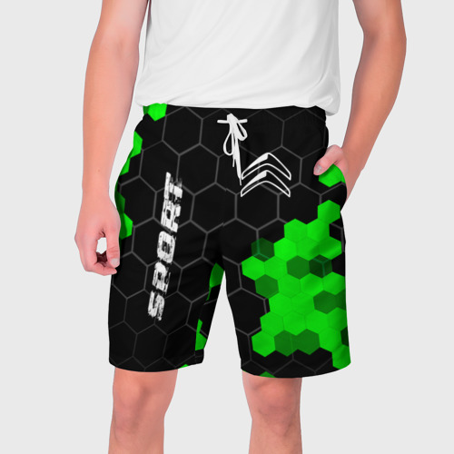 Мужские шорты 3D Citroen green sport hexagon, цвет 3D печать